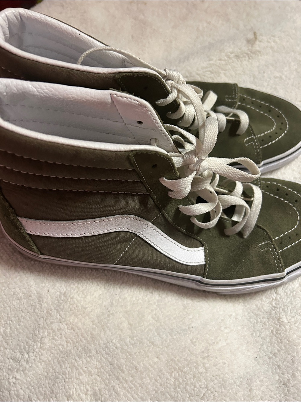 Vans Olive Green and White Sk8-Hi Sneakers - Picture 5 of 8